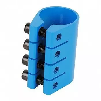 Зажим (хомут рулевой) KMS, 4 болта, алюминий, без анодирования, для трюковых самокатов, синий, FWD806107-12