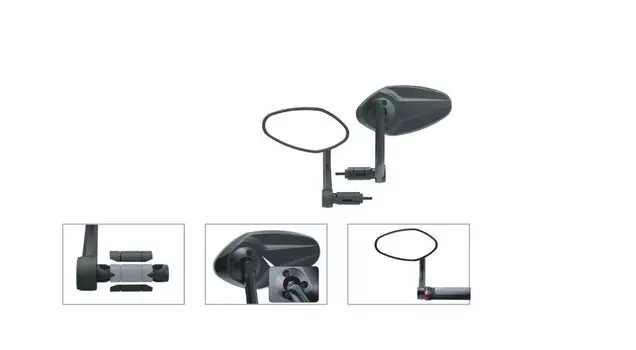 Зеркало EasyDo, левое, крепление в руль 15-20мм, выпуклое, противоударное, 140х65мм, нейлон, черное, RM-13E-ED-3404-1