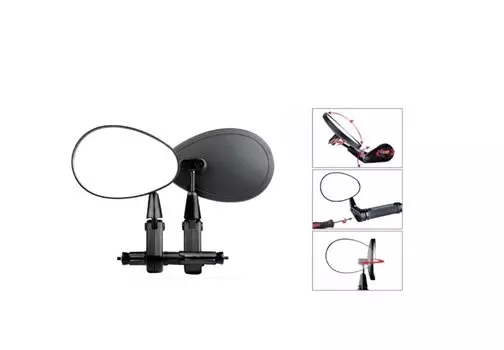 Зеркало EasyDo, левое, крепление в руль 17-24.5мм, прямое, складное, 80х115мм, пластик, черное, RM-09-ED-3306-1(left)