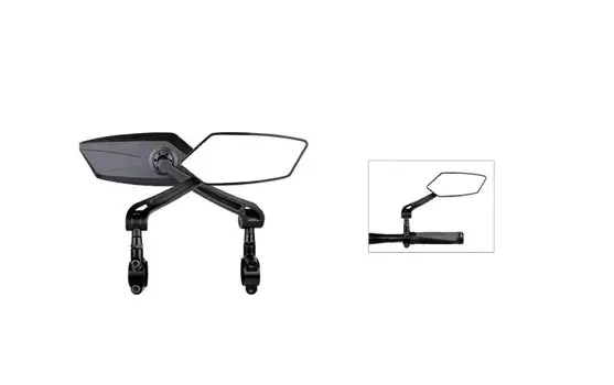 Зеркало заднего вида EasyDo, левое, крепление на руль 22-25мм, выпуклое, 60х150мм, алюминий, черное, RM-01-ED-3171-1