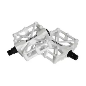 Педали HORST, алюминий H32, широкие, литые, с шипами, 388 г, белые, 00-170833