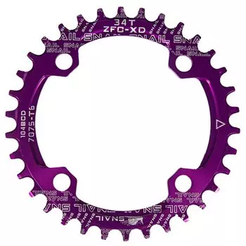 Звезда передняя Snail, 34T, 1/2"х3/32"х11/128" BCD 104, алюминий, Narrow Wide, фиолетовая, ARV000506