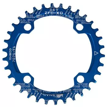 Звезда передняя Snail, 34T, 1/2"х3/32"х11/128" BCD 104, алюминий, Narrow Wide, синяя, ARV000503