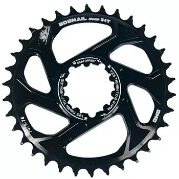 Звезда передняя Snail GXP, 34T, offset-6mm, Алюминий, Narrow Wide, черная, ARV000510