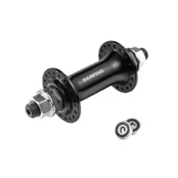 Втулка велосипедная SHUNFENG, ВМХ, передняя, на гайках, 48 Н, промподшипники, чёрный, SF-A241F-48отв.