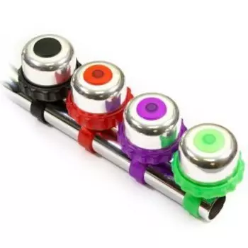 Звонок механический "шестерёнка", 48мм, алюминий/пластик, серебристо-зелёный, BL-TX-5-28-SLGR