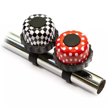 Звонок механический TRIX "шестерёнка", 48мм, "горошек", алюминий/пластик, бело-красно-черный, BL-TX-5-36-WHR