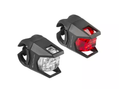 Фары велосипедные M-Wave Hunter, набор задняя+передняя, универсальный силиконовый крепеж, 220608