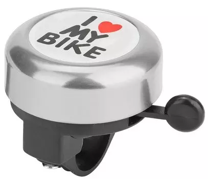 Звонок велосипедный 45AE-06 "I love my bike", алюминий/пластик, чёрно-серебристый, 210142