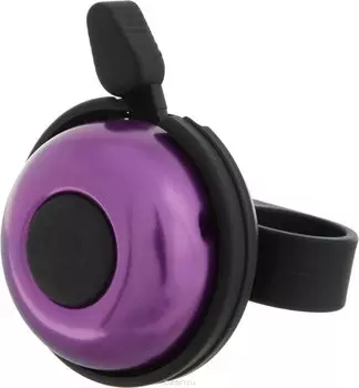 Звонок велосипедный, алюминий/пластик, D=50мм, серебристо-фиолетовый, 00-170709