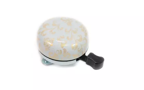 Звонок велосипедный NUVO, механический, сталь, 55мм, бело-золотистый, цветы, NH-B613SS-T9