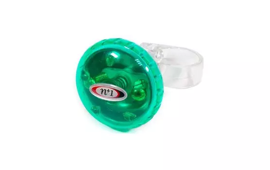 Звонок велосипедный NUVO n+1, механический, 36мм, латунь/пластик, прозрачный зеленый, n+1-B898BP