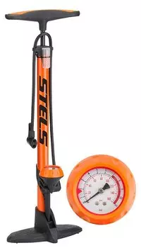 Насос велосипедный STELS ZF-037, ручной, стационарный, с манометром, алюминий, оранжевый, 320059