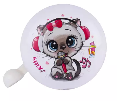 Звонок велосипедный Vinca sport "Kitty", детский, алюминий/пластик, белый, YL 43 Kitty