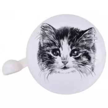 Звонок велосипедный Vinca sport "Кошка", детский, алюминий/пластик, белый, YL 43 Koshka