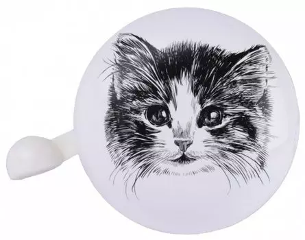 Звонок велосипедный Vinca sport "Кошка", детский, алюминий/пластик, белый, YL 43 Koshka