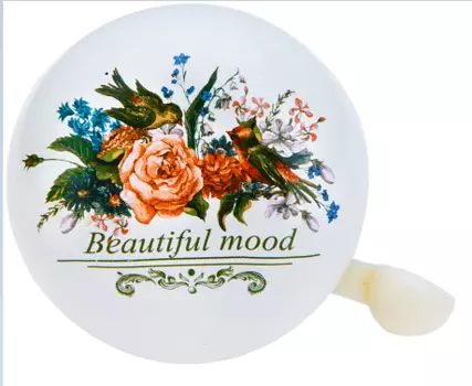 Звонок велосипедный Vinca sport "лучшие розы", детский, алюминий/пластик, белый, YL 43 best roses