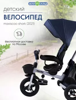 Детский велосипед Maxiscoo Shark, год 2021, цвет Синий
