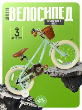 Детский велосипед Pifagor Shine 16, год 2023, цвет Зеленый