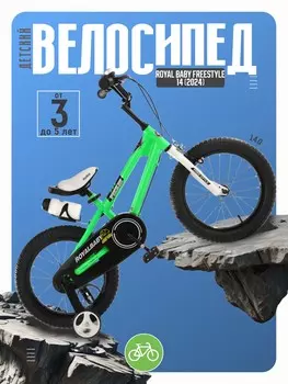 Детский велосипед Royal Baby Freestyle 14, год 2024, цвет Зеленый