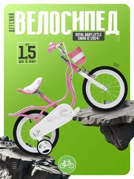 Детский велосипед Royal Baby Little Swan 12, год 2024, цвет Розовый