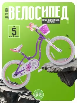 Детский велосипед Royal Baby Stargirl 18, год 2023, цвет Фиолетовый