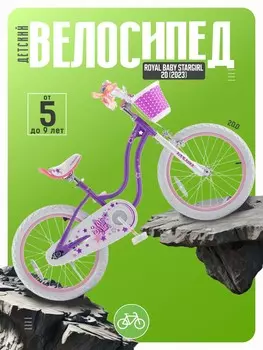 Детский велосипед Royal Baby Stargirl 20, год 2023, цвет Фиолетовый