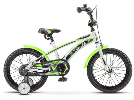 Детский велосипед Stels Arrow 16 V020, год 2023, цвет Белый-Зеленый