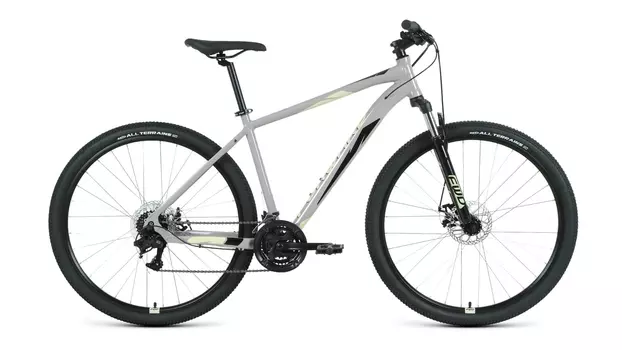 Горный велосипед Forward Apache 29 2.2 D, год 2022, цвет Серебристый-Желтый, ростовка 17