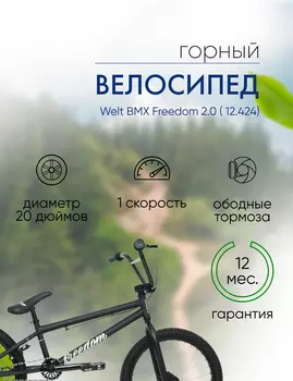 Экстремальный велосипед Welt BMX Freedom 2.0, год 2024, цвет Черный