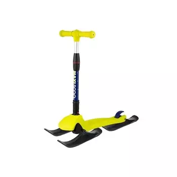 Самокат Maxiscoo Baby Delux (с лыжами), цвет Желтый-Зеленый