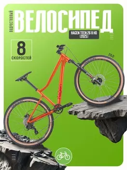Подростковый велосипед Hagen Teen 26 8 HD, год 2025, цвет Оранжевый, ростовка 15
