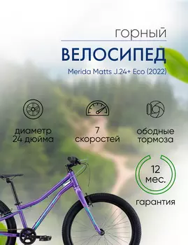 Подростковый велосипед Merida Matts J.24+ Eco, год 2022, цвет Фиолетовый-Розовый