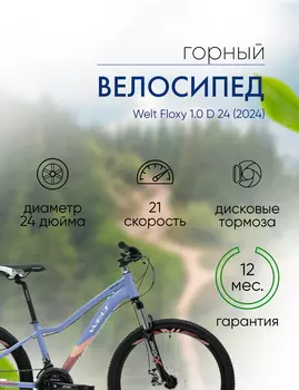 Подростковый велосипед Welt Floxy 1.0 D 24, год 2024, цвет Фиолетовый, ростовка 13