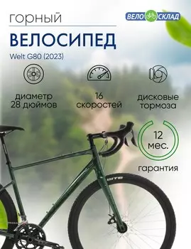 Шоссейный велосипед Welt G80, год 2023, цвет Зеленый, ростовка 18.5