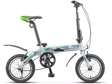 Складной велосипед Stels Pilot 360 14 V010, год 2025, цвет Серебристый-Зеленый