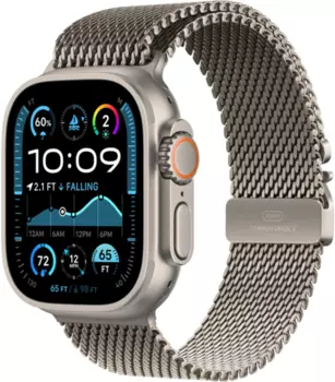 Apple Watch Ultra 2 (2024) GPS + Cellular, 49 мм, корпус из титана, ремешок Titanium Milanese Loop (M) цвета natural titanium (титан) MX5R3