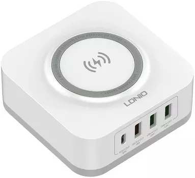 Беспроводное зарядное устройство LDNIO AW004 (3USB + Type-C) 32W белое