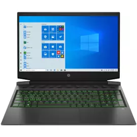 Ноутбук HP Pavilion Gaming 16-a0037ur 16.1 FHD AG IPS 60Hz 300nits/Core i7-10750H hexa/16GB 2DM 2933/512PCIe/RTX2060 6GB MaxQ/W10/3cells 52.5Whr/ShadowBlack w/Acid green pattern (2X0P4EA)