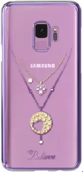Пластиковая накладка с Swarovski для Galaxy S9 Kingxbar Necklace фиолетовая