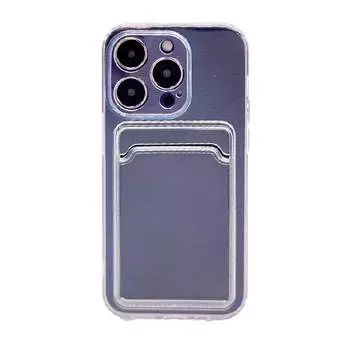 Силиконовая накладка с картхолдером для iPhone 14 Pro прозрачная