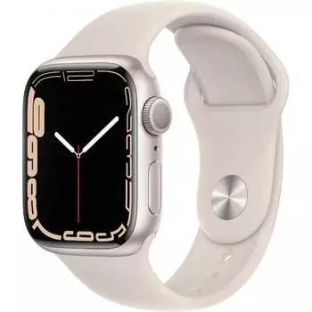 Умные часы Apple Watch Series 7 45mm Aluminium with Sport Band, starlight (сияющая звезда)