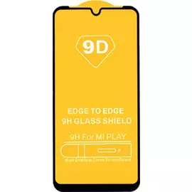 Защитное стекло для Xiaomi Mi Play полноэкранное черное 9D в техпаке