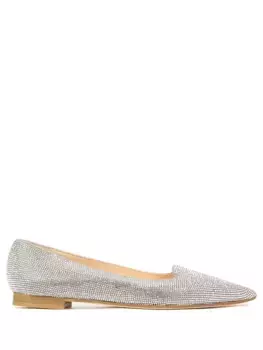 Балетки кожаные со стразами