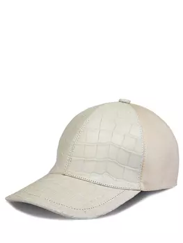 Бейсболка из кожи крокодила и льна BARDINI