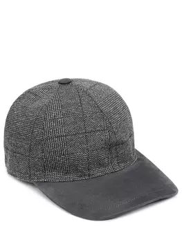 Бейсболка из шерсти и хлопка в клетку