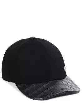 Бейсболка кашемировая с кожей крокодила