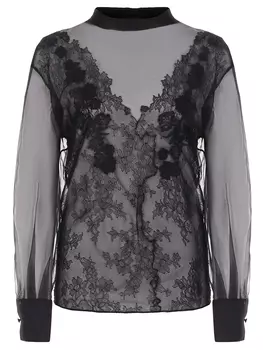 Блуза шелковая с кружевом VALENTINO
