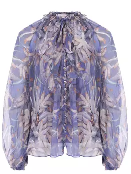 Блуза шелковая с принтом Botanica