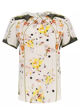 Блуза шелковая с принтом PICCIONE.PICCIONE